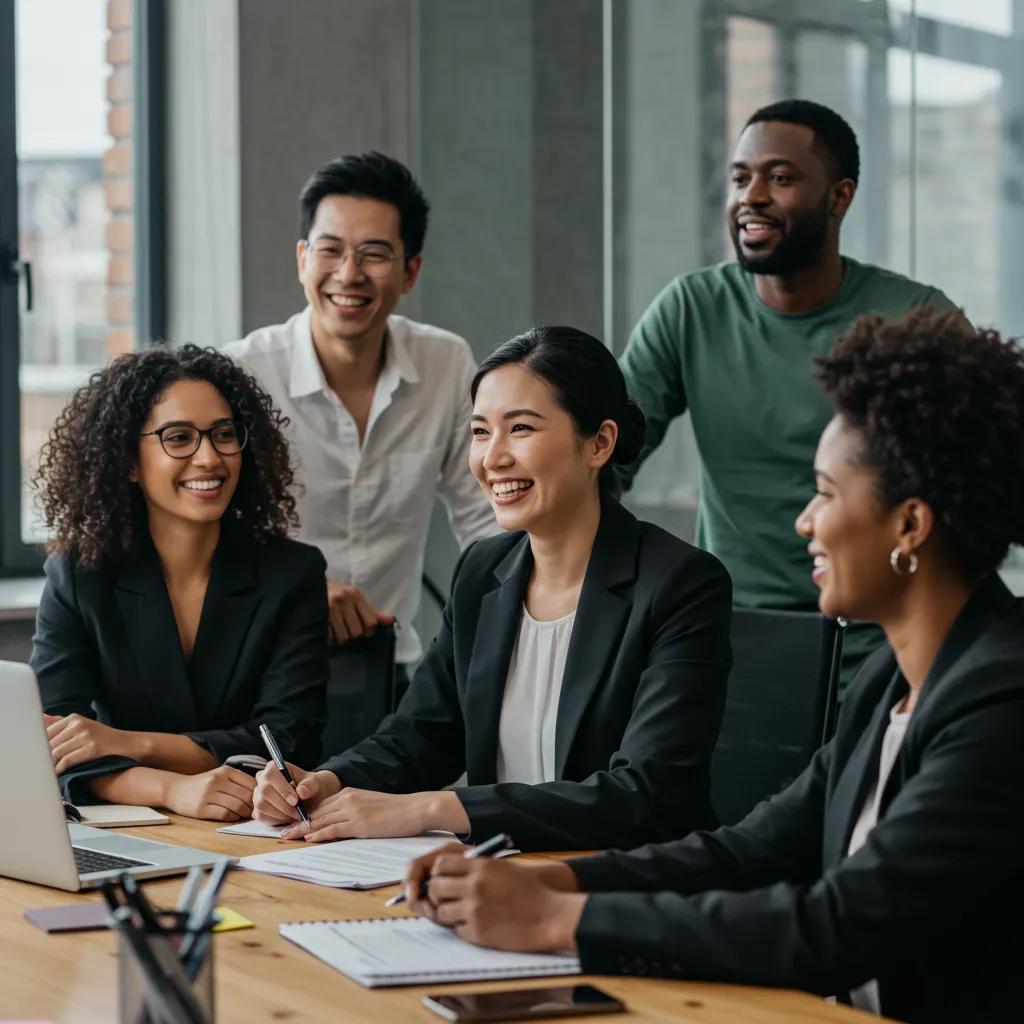 Diverse leaders collaborating in a meeting, showcasing emotional intelligence and effective communication